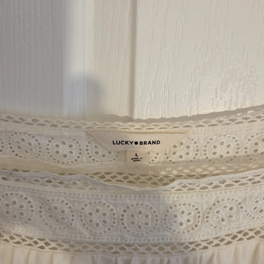 Lucky Brand Cream Eyelet Embroidered Square-Neck Blouse - Picture 2 of 2